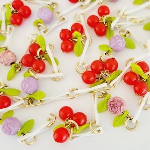 Rare Lovely Vintage Floral Fruit Salad Flapper Necklace